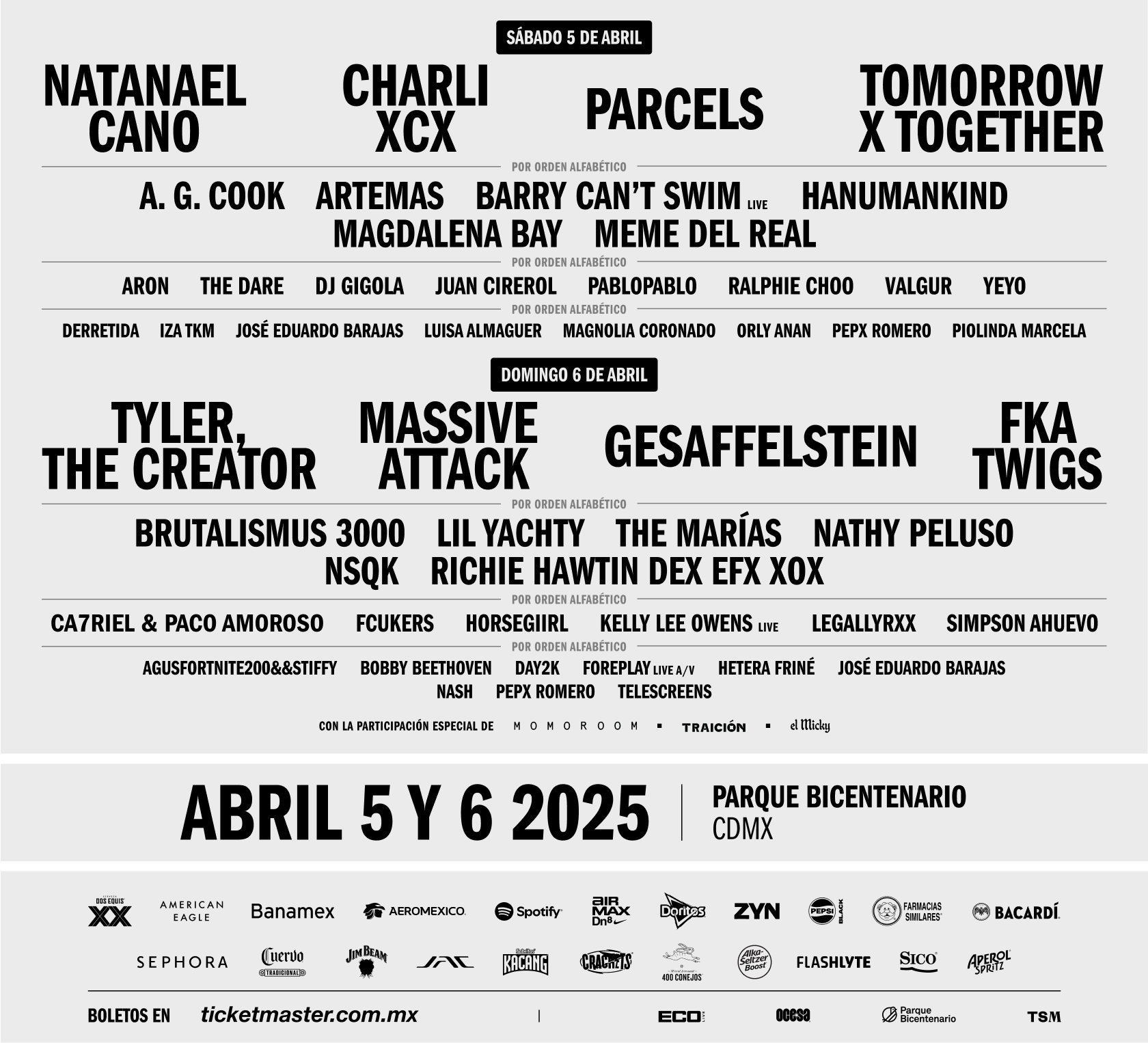 Lineup AXE Ceremonia